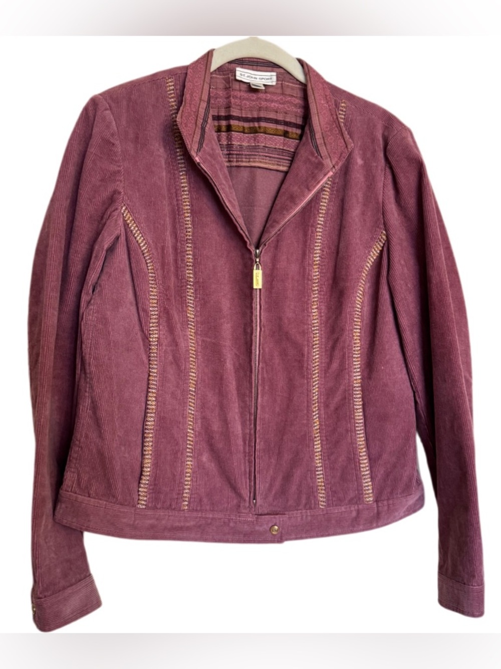 ST JOHN SPORT Lavender Purple Corduroy Zipper Front Casual Jacket Sz S FA1 06'